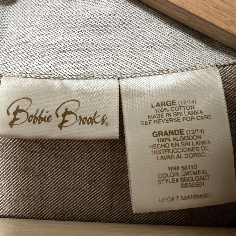 Bobbie Brooks Y2K Embroidered Cotton Jacket Button Front‎ 3/4 Sleeve Oatmeal L - Picture 6 of 8